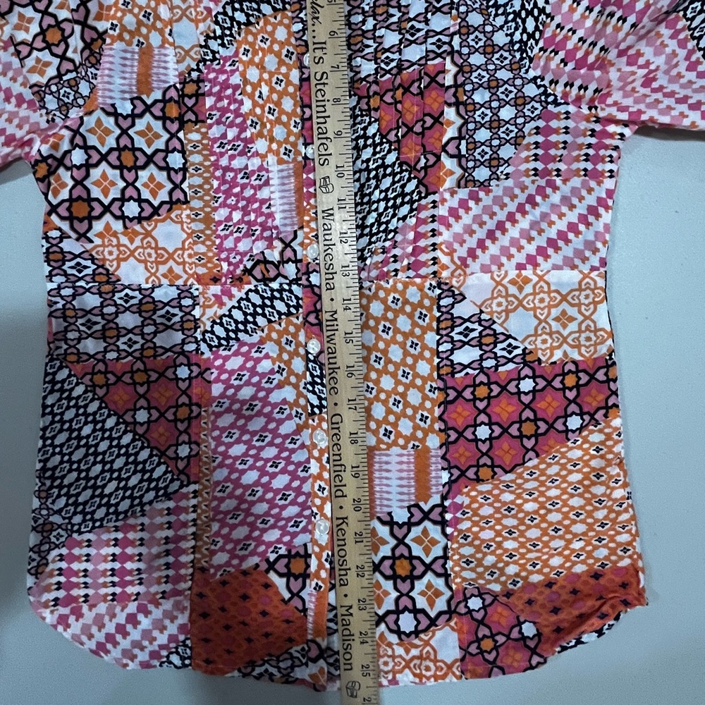 Caribbean Joe Multicolor Patchwork Button Down Sh… - image 7